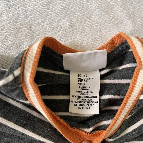 Tommy Bahamas Boys Stripe Tee Orange Gray 3T - Picture 2 of 5
